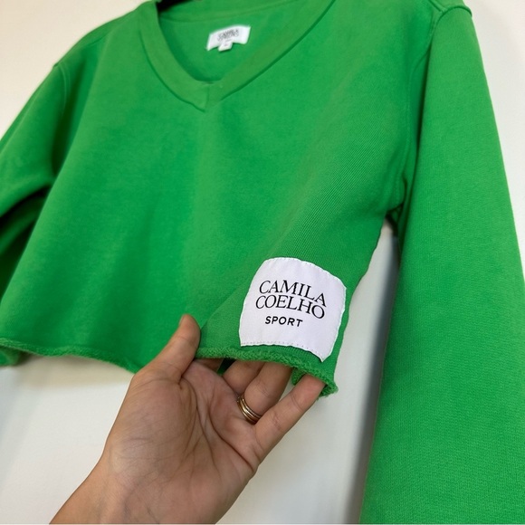 Camila Coelho Sport Sierra Cropped Sweatshirt in Grass Green Size Medium - Picture 6 of 11